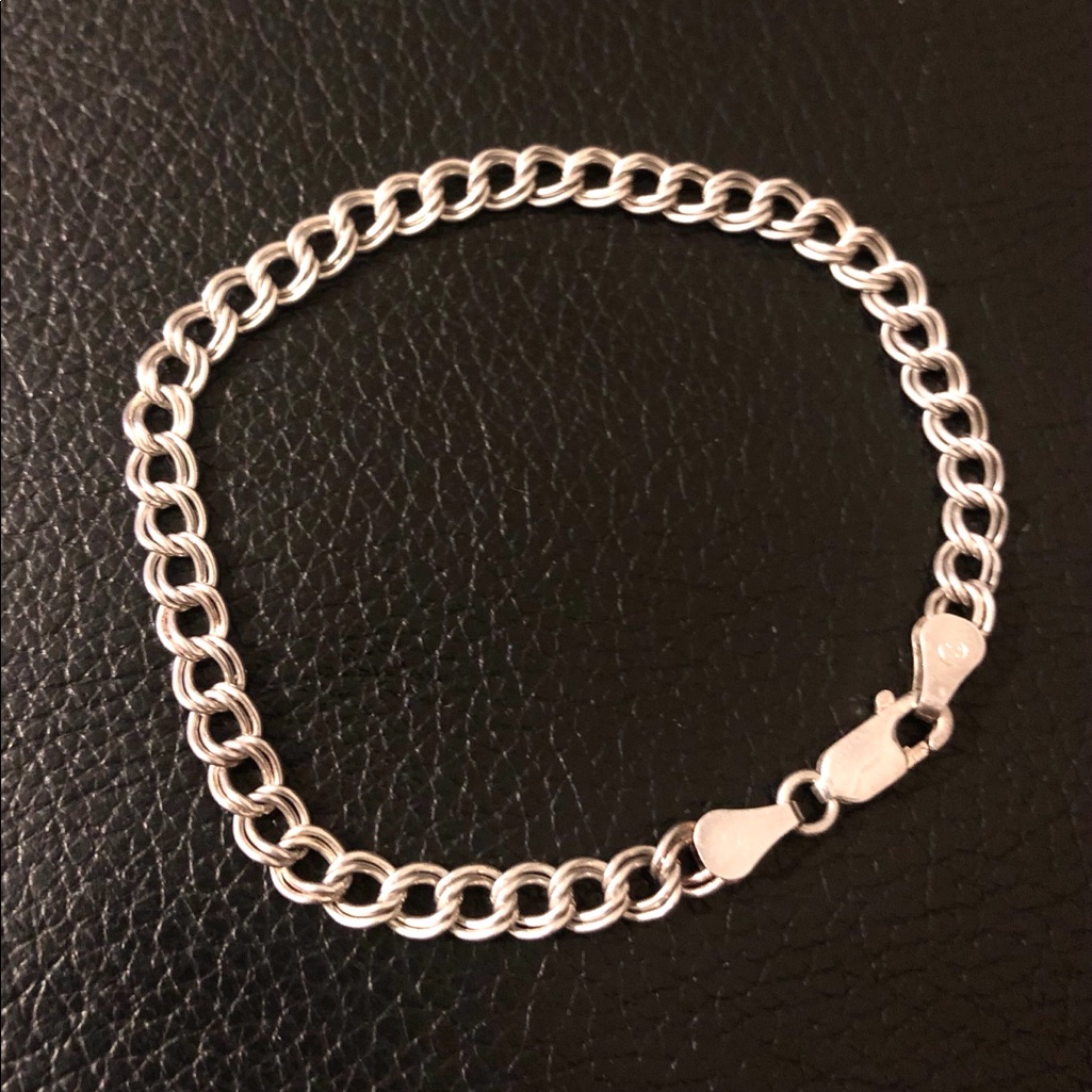 925 Sterling Silver Double Link Italian Bracelet